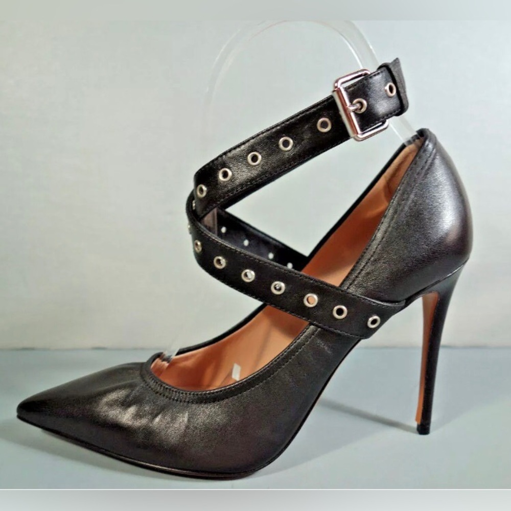 VALENTINO Love Latch Grommeted Leather Ankle-Wrap Pumps EU 36.5 US 6 - Picture 8 of 9